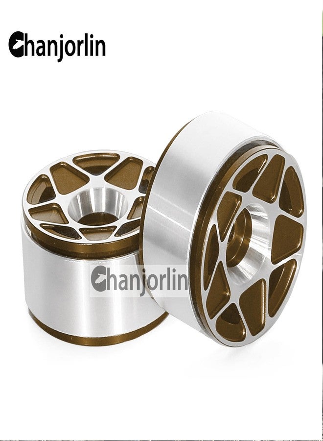 Chanjorlin 1.0 RC Beadlock Wheels Rims 12mm Hex 1/24 1/18 Aluminum Alloy Mud Slingers Hubs for 1:24 1:18 Rock Crawler Car Axial SCX24 FMS AX24 FCX18 FCX24 TRX4M 1.0" Tires 4PCS (Bronze) - Image 3